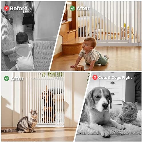 Gardner Pet 51"-87" Extra Tall Cat Gate for Doorway, Wide Adjustable 27.56"-37" Baby Gate Included 4 Extension Kits, Pressure Mounted Safety Full Door Gate for Stairs, Studio, Kitchen (White) thumbnail 3