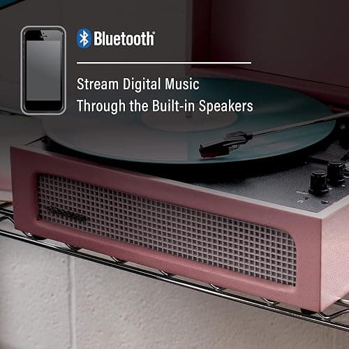 Crosley CR8017B-AM Voyager Vintage Portable Vinyl Record Player Turntable with Bluetooth in/Out and Built-in Speakers, Amethyst thumbnail 4