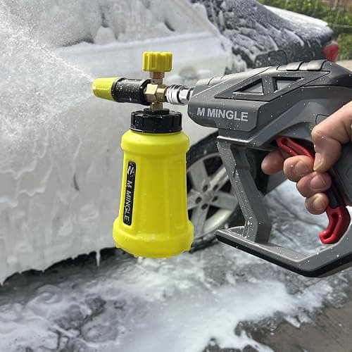 M MINGLE High Pressure Washer Gun Snow Foam Lance, 4000 PSI Cannon Foam Blaster Power Washer with 1/4" Quick Connector, Car Wash Foam Cannon Kit with 5 Pressure Washer Nozzle Tips, 1 Liter thumbnail 2