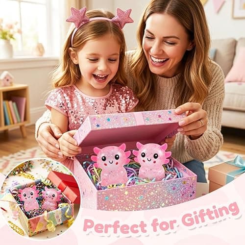 Glitter Axolotls Squishies Toy, Stretchy Axolotls Stress Ball, Fidget Toy for Anxiety Relief and Sensory Play, Pocket Size Squeeze Toys Gift for Kids Teens Adults.(Pink) thumbnail 2