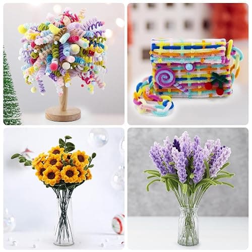 Caydo 3000 Pieces Pipe Cleaners 40 Assorted Colored Chenille Stems with 100 Pieces Wiggle Eyes for Art and Crafts and Easter Decorations (6 mm x 12 inch) thumbnail 3