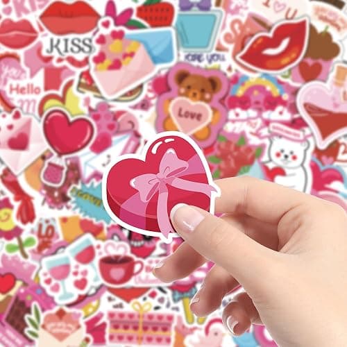 OHOME Valentines Stickers - 100 PCS Heart Stickers for Kids Classroom School - Valentines Day Crafts Gifts Treats Decor Cards Scrapbooking Decorations Supplies - Valentine's Party Favors thumbnail 3