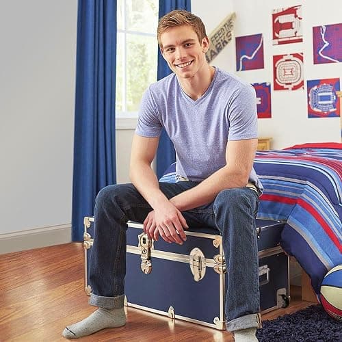 Rhino Trunk & Case Large Essential Trunk With Wheels 32”x18”x14”, 1000+ lbs Capacity - Many Colors. Strong, USA Made Summer Camp Footlocker, and Secure College Dorm Storage Chest thumbnail 2