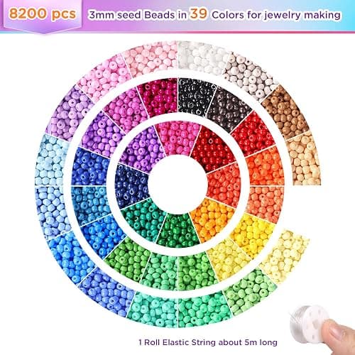 3mm Seed Beads Uniform, 39 Colors 8200pcs Small Beads for Jewelry Making, Friendship Bracelet Bead for Girls Adults thumbnail 4