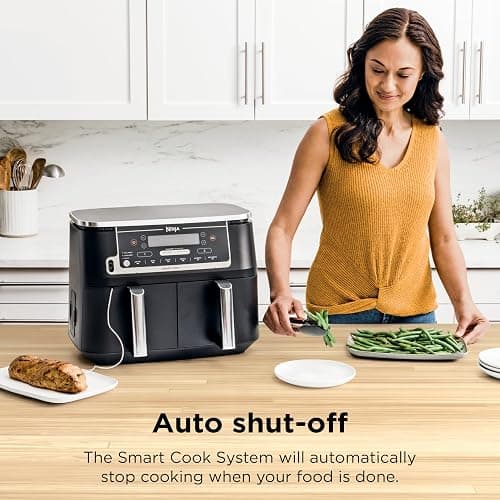 Ninja DZ550 Foodi 10 Quart 6-in-1 DualZone Smart XL Air Fryer with 2 Independent Baskets, Smart Cook Thermometer for Perfect Doneness, Match Cook and Smart Finish to Roast, Dehydrate and More, Black thumbnail 4