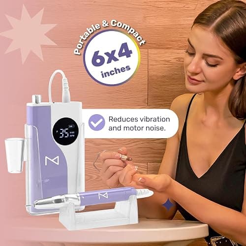 M – Ying Yang Brushless Nail Drill 35K RPM | Pro Cordless Efile 85W | Rechargeable USB-C Fast Charging | Portable Aluminum Alloy Shell | Quiet Low Vibration Tool for Acrylic Gel Nails (Rose Gold) thumbnail 7