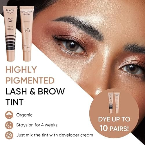 Lomansa Lash Color Kit Instant Black Eyelash and Brow Color 8ml Easy to Use with Natural Results for Beginner Salon Beauty thumbnail 9