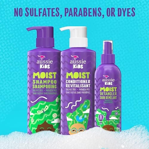 Aussie Kids Hair Care Bundle Set Including: Shampoo (16 Fl Oz), Conditioner (16 Fl Oz) & Detangler Spray (8 Fl Oz), Paraben- Freem Sulfate-Free, Dye-Free, Cruelty-Free, Tangle-Free Styling thumbnail 8