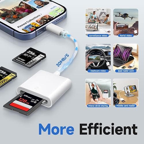 (Apple MFi Certified) Lightning to SD Card Camera Reader for iPhone,Trail Camera Viewer SD Memory Card Reader Adapter Compatible with iPhone 14/13/12/11/XS/XR/X/8/7/iPad,Plug and Play thumbnail 7