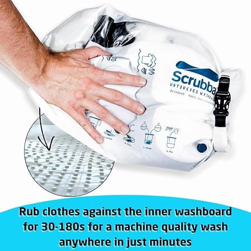 Scrubba Untouched Wash Bag - Portable Washing Machine - Eco-Friendly Manual Washing Machine for Travel, Camping, Baby Clothes - Travel Essentials, Gift - use with Laundry Detergent, & Sheets - 5.3 oz. thumbnail 4
