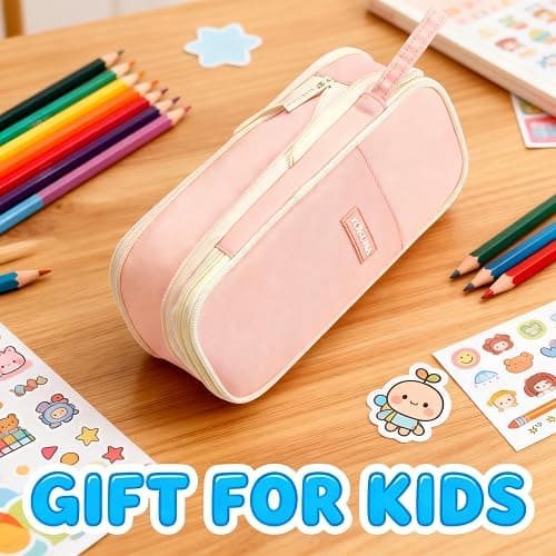 YOKUMA Pencil Case Cute Pencil Pouch for Girls Big Capacity Pen Bag Box, Kawaii Aesthetic College School Supplies for Student Teen Adults Preppy, Pink thumbnail 7