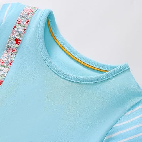 FreeLu Girls Cartoon Appliques Dress Cotton Summer Short Sleeve Dresses Casual Jersey Skirt thumbnail 5