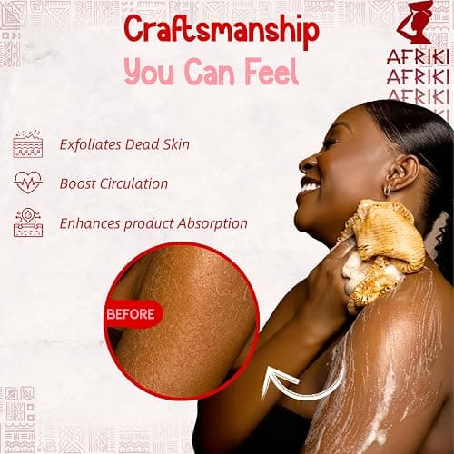 AFRIKI African Net Sponge – Exfoliating Body Scrubber, Black Owned & Rooted in Africa, All Skin Types | 45 in Long (Rose Gold) thumbnail 2