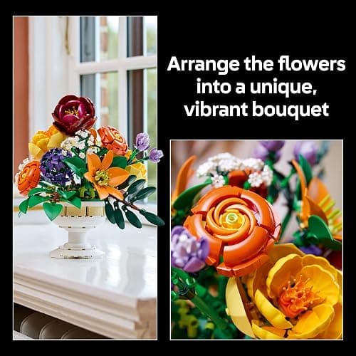 LEGO Botanicals Flower Arrangement Artificial Flowers Building Set - Decor for Table Display - Gift for Birthdays - Unique Bouquet for Adults, Ages 18+ - 10345 thumbnail 4