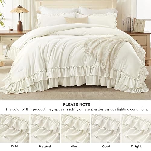 Andency Ivory Twin XL Size Comforter Set, Shabby Chic Bedding Comforter Set for All Seasons, 2 Pieces Lightweight Soft Western Modern Bed Set for Women Girls thumbnail 4