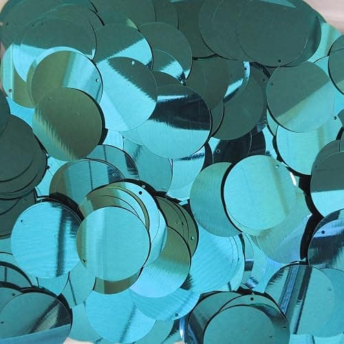 24mm (1") Flat Round SEQUIN PAILLETTES ~ Teal Turquoise Metallic Premium ~ Loose sequins for embroidery, bridal, applique, arts, crafts, and embellishment. - Image 1