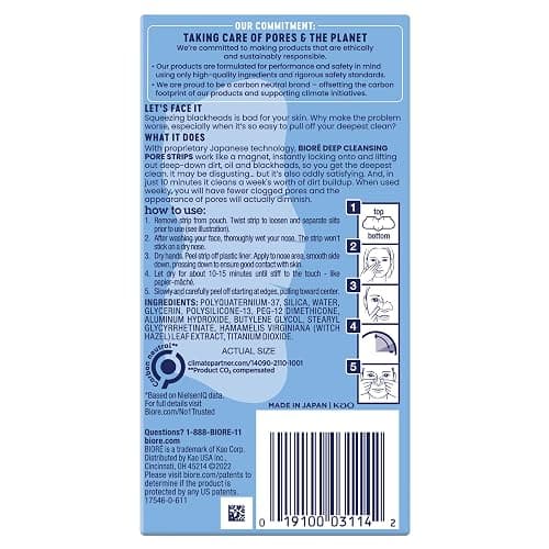 Bioré Original Blackhead Remover Strips, Deep Cleansing Nose Strips With Instant Pore Unclogging, Features C-Bond Technology, Oil-Free, Non-Comedogenic Use, 14 Count thumbnail 15