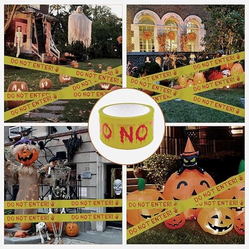 Halloween Decorations Caution Tape,Do Not Enter Yellow Scary Roll 2In x 82Ft Hazard Warning Tape Outdoor Indoor Barricade Safety Spooky Zombies Decorative Accessory For Party,Door,Danger Areas thumbnail 4