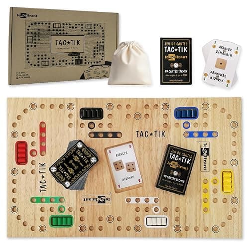 LEDELIRANT – TAC-TIK en Bois d’Hévéa – Plateau Magnétique Modulable – Jeu de Société Familial 2 à 6 Joueurs 4ans+ – Cartes Incluses – Fabrication Artisanale - Image 1