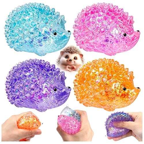 4PCS Glitter Hedgehog Stress Balls Hedgehog Sugar Filled Sensory Fidget Toys for Kids Adults Anxiety Relief Easter Basket Stuffers Party Favors - Image 1
