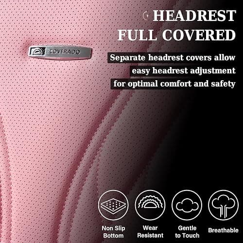 Coverado Car Seat Covers Full Set, Automotive Front and Rear Seat Covers with Backrest, Nappa Leather Car Seat Protectors Waterproof, Universal for Most Vehicles thumbnail 8