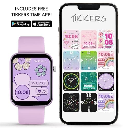 Tikkers Smart Series 13 Smart Watch and Lilac Silicone Strap Set thumbnail 2
