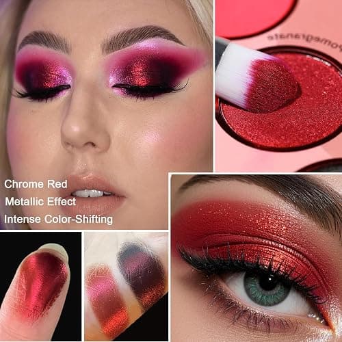 Afflano Red Eyeshadow Palette Makeup, Ultra Pigmented and Blending Bright Dark Hot True Red Eye Shade 12 Color, Cruelty Free Velvet Matte Shimmer Warm Fall Sunset Pink Red Eyes Makeup Pallet thumbnail 3