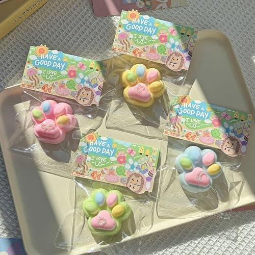 4 Pack Taba Squishy Toys for Kids Party Favors,Colorful Cat Paw Squishy Fidget Toy Silicone Squeeze Toys,Birthday Decorations for Kids, Stress Relief Toys for Boys Girls thumbnail 5