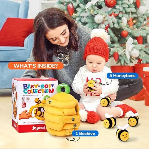 JoyCat Baby Toys 6-12 Months, Soft Baby Beehive with 5 Sensory Bees, Rattle, Crinkle Paper, Mirror, Busy Montessori Toys for Toddlers 0-3 Years Old, Sensory Toy for Babies Boy Girl Birthday Gifts thumbnail 8