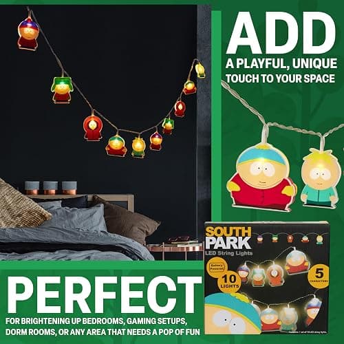 South Park LED String Lights 10 pcs, Funny Fairy Lights 1.65m, Indoor Bedroom Decor Accessories thumbnail 4