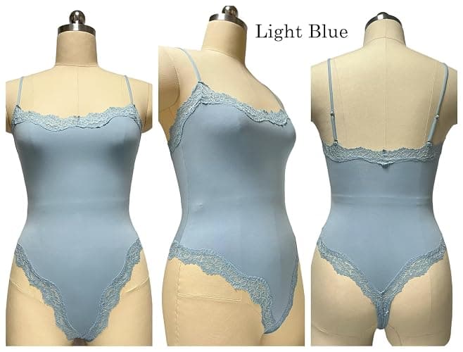 RUNOUTGK Womens Lace Bodysuit Sexy Adjustable Spaghetti Strap Cami Top Slimming Cute Dance Party Lounge Shapewear Romper thumbnail 6