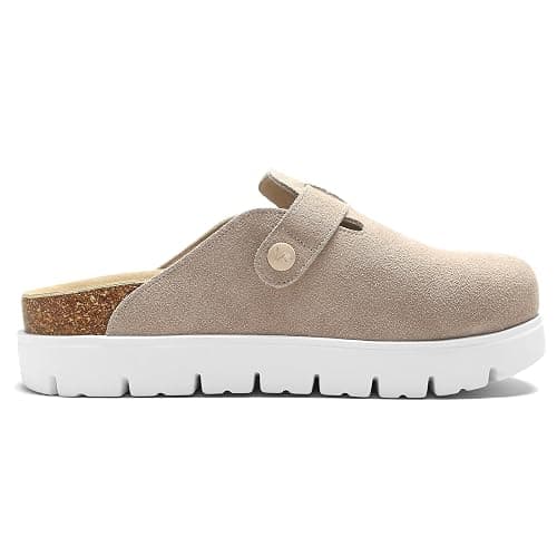 VLUUKUPFASIN Genuine Suede Clogs for Women Platform Shoes，Leather Comfort Potato Shoes Chunky with Arch Support, Casual Trendy Shoes Mules for Women thumbnail 5