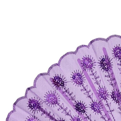 QIRMIZI 10 PACK Fabric Folding Handheld Fans, Perfect for Weddings, Parties, and Dancing,Purple thumbnail 5