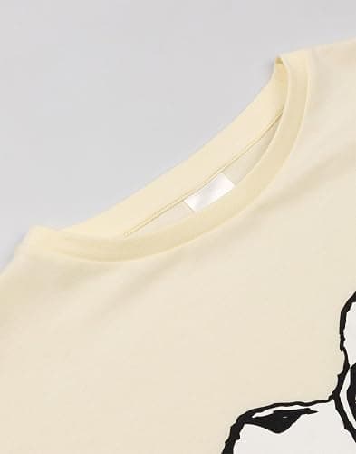 Peanuts Snoopy Women's Cream Short Sleeve Pyjama Set | Blue Lazy Days Shorts with Snoopy and Woodstock Print thumbnail 4