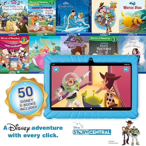 Contixo 7 inch Kids Learning Tablet Bundle - Exclusive 50+ Disney Storybooks (Value $200), Headphone & Tablet & Bag for Kids, 32GB, Android 11, Parental Controls, Back to School - Blue (Boys) thumbnail 3