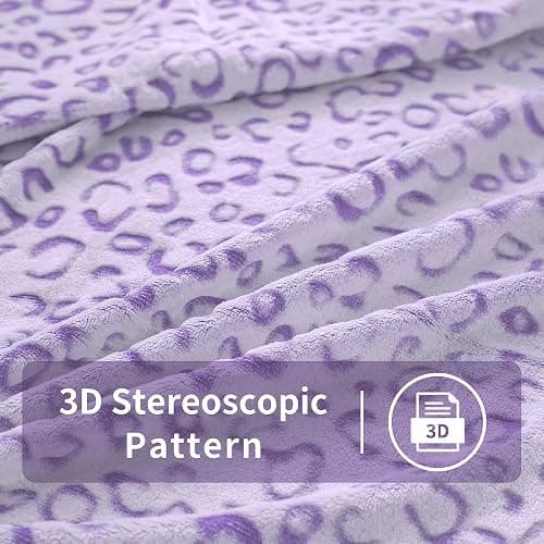 FY FIBER HOUSE Purple Blanket Cheetah Print Throw Blanket Leopard Decor, 50"X60" thumbnail 4
