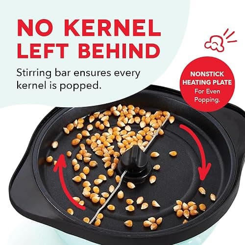 Dash SmartStore® Stirring Popcorn Maker - Electric Popcorn Machine with Butter-Melting Tray & Clear Serving Bowl - Features Stirring Bar - 24 Cups, White thumbnail 6