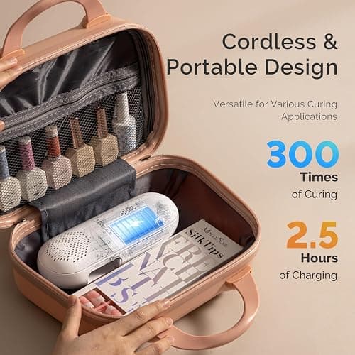 MelodySusie Compact Cordless UV Nail Lamp, P-PLUS20F with Innovative Rotatable Panel & UV Protection Design, Rechargeable UV Light Cures All Gels, Especially Rhinestone Glue & Liner Gel Polish Pink thumbnail 5