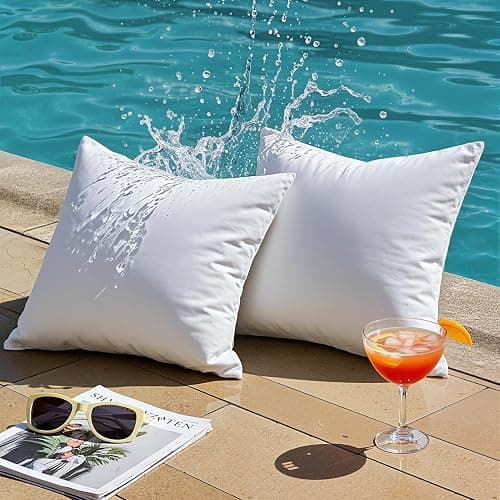 Phantoscope Premium Outdoor Pillow Inserts - Pack of 2 Square Form Water Resistant Polyester Throw Pillows, Couch Sham Cushion Stuffer, 18 X 18 inches thumbnail 2