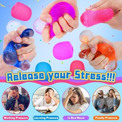 4Pcs Textured Stress Balls for Autism, Squishy Doh Fidget Toys, Sensory Squeeze Hand Exercise Stress Ball Toys for Adults & Kids, Relax, Anxiety, Fidget, Tension and Stress thumbnail 6