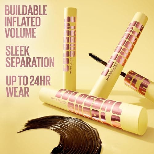 Maybelline The Colossal Bubble Washable Mascara, Buildable Mascara Volume and Length Formula for Bold, Separated Lashes, Blackest Black, 1 Count thumbnail 3
