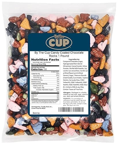 By The Cup Candy Coated Chocolate Rocks, 1 lb Bulk Bag - Chocolate - 1 Pound (Pack of 1)