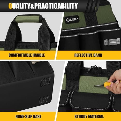 UUP Heavy Duty Tool Bag 15-Inch, 16-Pocket Portable Empty Tool Box Organizer Storage, Toolbox Organization, Soft Handle Large Zipper Carrying Toolbag, Dad Men Mechanic Birthday Stocking Stuffer Gifts thumbnail 5