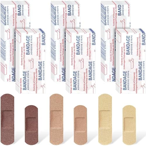 Yinder 300 Pcs Skin Tone Bandages Shade Flexible Fabric Adhesive Bandages Pack for First Aid Protect Cuts Scrapes Scratches, 2 Sizes(Colorful) - Image 1