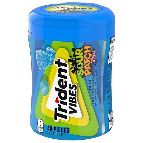 Trident Vibes SOUR PATCH KIDS Blue Raspberry Sugar-Free Chewing Gum, 40 Piece Bottle thumbnail 11