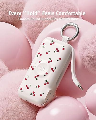 RORRY Flow Portable Charger, 10000mAh 40W Fast Charging Power Bank with Built-in USB C Cable and Foldable Wall Plug, Battery Pack Travel Essentials for iPhone 17/16/15, Apple Watch, iPad, MacBook thumbnail 8