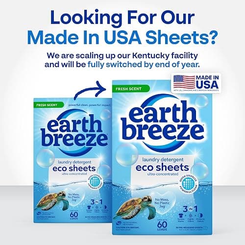 Earth Breeze Laundry Detergent Sheets Fresh Scent - 60 Loads Eco Liquidless Soap - Travel-Friendly for Hot & Cold Cycles, Tackles Tough Stains & Odors - Gentle on Skin, 30 Ct thumbnail 2