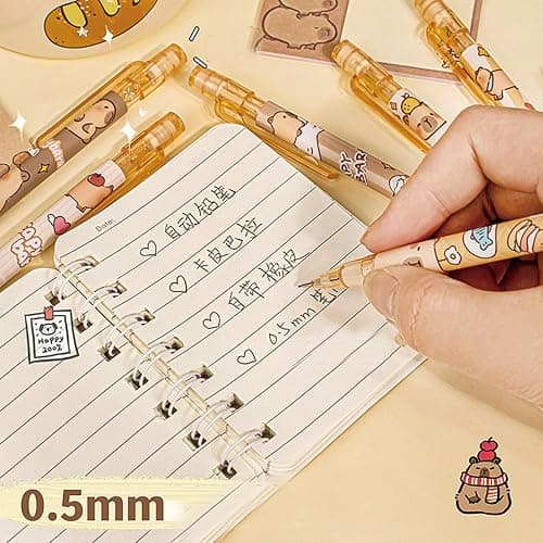 MOZXIRZ 4 Pcs Cute Mechanical Pencils with Eraser 0.5mm Cartoon Capybara Mechanical Pencil School Pencil for Boy Girl Women (6pcs Capybara) thumbnail 2