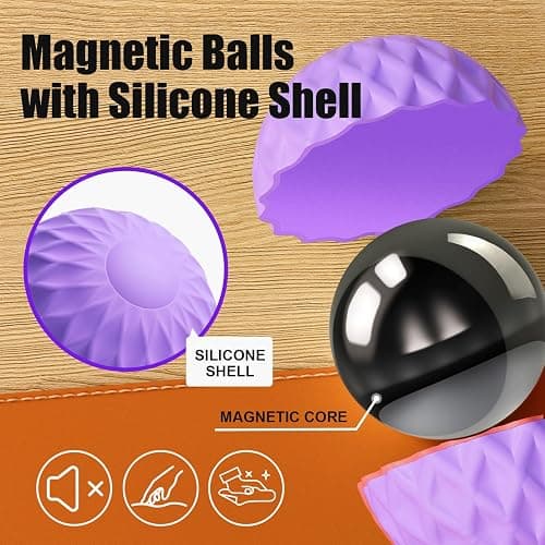 Silicone Magnetic Balls, Fidget Toys, 6-Pack Stress Relief Toys for Adults, Teens, Sensory Toy for Fingers Hands, Quiet Office Desk Toys with Textures, Magnet Fidget Fun Gift (Purple) thumbnail 2