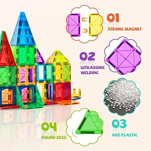 cossy 120Pcs Magnetic Tiles Magnetic 3D Building Blocks Set Educational Construction Toys for 3+ Year Old Kids with Stronger Magnets, Educational Toys, Recreational, Conventional thumbnail 2